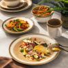 imageGibson Elite Mayfair Bay Embossed Double Bowl Dinnerware Set Service for 4 16pcs BlueOrange