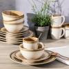 imageGibson Elite Mayfair Bay Embossed Double Bowl Dinnerware Set Service for 4 16pcs BlueOrange