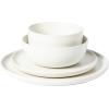 imageGibson Elite Mayfair Bay Embossed Double Bowl Dinnerware Set Service for 4 16pcs BlueSea Salt White