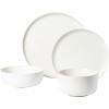 imageGibson Elite Mayfair Bay Embossed Double Bowl Dinnerware Set Service for 4 16pcs BlueSea Salt White