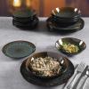 imageGibson Elite Mayfair Bay Embossed Double Bowl Dinnerware Set Service for 4 16pcs BlueTeal