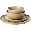 imageGibson Elite Mayfair Bay Embossed Double Bowl Dinnerware Set Service for 4 16pcs BlueToast Cream