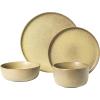 imageGibson Elite Mayfair Bay Embossed Double Bowl Dinnerware Set Service for 4 16pcs BlueToast Cream