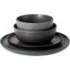 imageGibson Elite Mayfair Bay Embossed Double Bowl Dinnerware Set Service for 4 16pcs BlueTruffle Grey
