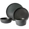 imageGibson Elite Mayfair Bay Embossed Double Bowl Dinnerware Set Service for 4 16pcs BlueTruffle Grey