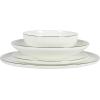 imageGibson Elite Mayfair Bay Embossed Double Bowl Dinnerware Set Service for 4 16pcs BlueWhite w Gold Rim