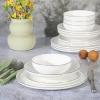 imageGibson Elite Mayfair Bay Embossed Double Bowl Dinnerware Set Service for 4 16pcs BlueWhite w Gold Rim