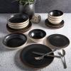 imageGibson Elite Rhinebeck Double Bowl Dinnerware Set Service for 4 16pcs White and BlackBlack
