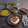 imageGibson Elite Rhinebeck Double Bowl Dinnerware Set Service for 4 16pcs White and BlackBlack