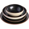 imageGibson Elite Rhinebeck Double Bowl Dinnerware Set Service for 4 16pcs White and BlackBlack