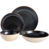 imageGibson Elite Rhinebeck Double Bowl Dinnerware Set Service for 4 16pcs White and BlackBlack