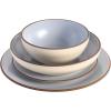 imageGibson Elite Rhinebeck Double Bowl Dinnerware Set Service for 4 16pcs White and BlackLight Blue