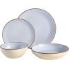 imageGibson Elite Rhinebeck Double Bowl Dinnerware Set Service for 4 16pcs White and BlackLight Blue
