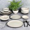 imageGibson Elite Rhinebeck Double Bowl Dinnerware Set Service for 4 16pcs White and BlackWhiteBlack