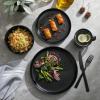 imageGibson Home 12733916R Zuma 16 Piece Round Kitchen Dishes Plates Bowls Mugs Dinnerware Sets Service for Four 16pcs YellowMatte Black