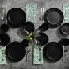 imageGibson Home 12733916R Zuma 16 Piece Round Kitchen Dishes Plates Bowls Mugs Dinnerware Sets Service for Four 16pcs YellowMatte Black