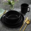 imageGibson Home 12733916R Zuma 16 Piece Round Kitchen Dishes Plates Bowls Mugs Dinnerware Sets Service for Four 16pcs YellowMatte Black
