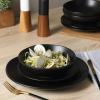 imageGibson Home 12733916R Zuma 16 Piece Round Kitchen Dishes Plates Bowls Mugs Dinnerware Sets Service for Four 16pcs YellowMatte Black Bethel