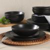 imageGibson Home 12733916R Zuma 16 Piece Round Kitchen Dishes Plates Bowls Mugs Dinnerware Sets Service for Four 16pcs YellowMatte Black Bethel