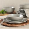 imageGibson Home 12733916R Zuma 16 Piece Round Kitchen Dishes Plates Bowls Mugs Dinnerware Sets Service for Four 16pcs YellowMatte Grey Bethel