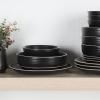 imageGibson Home Dinah 16 Piece Double Bowl Stoneware Embossed Speckled Dinnerware Set  Matte WhiteBlack