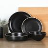 imageGibson Home Dinah 16 Piece Double Bowl Stoneware Embossed Speckled Dinnerware Set  Matte WhiteBlack