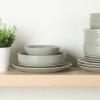 imageGibson Home Dinah 16 Piece Double Bowl Stoneware Embossed Speckled Dinnerware Set  Matte WhiteGreen