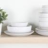 imageGibson Home Dinah 16 Piece Double Bowl Stoneware Embossed Speckled Dinnerware Set  Matte WhiteWhite