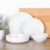 imageGibson Home Dinah 16 Piece Double Bowl Stoneware Embossed Speckled Dinnerware Set  Matte WhiteWhite