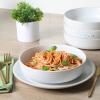 imageGibson Home Dinah 16 Piece Double Bowl Stoneware Embossed Speckled Dinnerware Set  Matte WhiteWhite