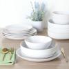 imageGibson Home Dinah 16 Piece Double Bowl Stoneware Embossed Speckled Dinnerware Set  Matte WhiteWhite