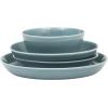 imageGibson Home Oslo Porcelain Chip and Scratch Resistant Dinnerware Set Service for 4 16pcs Plates and Bowls Dishes Sets WhiteBlue Summer Shades