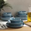 imageGibson Home Oslo Porcelain Chip and Scratch Resistant Dinnerware Set Service for 4 16pcs Plates and Bowls Dishes Sets WhiteBlue Summer Shades