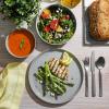 imageGibson Home Oslo Porcelain Chip and Scratch Resistant Dinnerware Set Service for 4 16pcs Plates and Bowls Dishes Sets WhiteGray