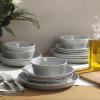imageGibson Home Oslo Porcelain Chip and Scratch Resistant Dinnerware Set Service for 4 16pcs Plates and Bowls Dishes Sets WhiteGrey Summer Shades