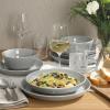imageGibson Home Oslo Porcelain Chip and Scratch Resistant Dinnerware Set Service for 4 16pcs Plates and Bowls Dishes Sets WhiteGrey Summer Shades