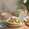 imageGibson Home Oslo Porcelain Chip and Scratch Resistant Dinnerware Set Service for 4 16pcs Plates and Bowls Dishes Sets WhiteTaupe Summer Shades