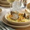 imageGibson Home Oslo Porcelain Chip and Scratch Resistant Dinnerware Set Service for 4 16pcs Plates and Bowls Dishes Sets WhiteTaupe Summer Shades