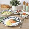 imageGibson Home Oslo Porcelain Chip and Scratch Resistant Dinnerware Set Service for 4 16pcs Plates and Bowls Dishes Sets WhiteWhite  Blue Decorated