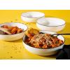 imageGibson Home Oslo Porcelain Chip and Scratch Resistant Dinnerware Set Service for 4 16pcs Plates and Bowls Dishes Sets WhiteWhite w Black Rim