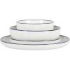 imageGibson Home Oslo Porcelain Chip and Scratch Resistant Dinnerware Set Service for 4 16pcs Plates and Bowls Dishes Sets WhiteWhite w Blue Rim