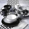 imageGibson Home Rockaway 12Piece Dinnerware Set Service for 4 Grey Matte GreyGold Rim