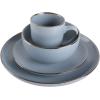 imageGibson Home Rockaway 12Piece Dinnerware Set Service for 4 Grey Matte Matte BlueGold Rim