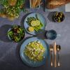 imageGibson Home Rockaway 12Piece Dinnerware Set Service for 4 Grey Matte Matte BlueGold Rim