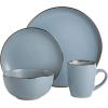 imageGibson Home Rockaway 12Piece Dinnerware Set Service for 4 Grey Matte Matte BlueGold Rim
