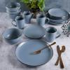 imageGibson Home Rockaway 12Piece Dinnerware Set Service for 4 Grey Matte Matte BlueGold Rim