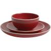 imageGibson Home Rockaway 12Piece Dinnerware Set Service for 4 Grey Matte Matte Red
