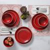 imageGibson Home Rockaway 12Piece Dinnerware Set Service for 4 Grey Matte Matte Red