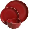 imageGibson Home Rockaway 12Piece Dinnerware Set Service for 4 Grey Matte Matte Red