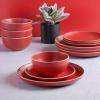 imageGibson Home Rockaway 12Piece Dinnerware Set Service for 4 Grey Matte Matte Red